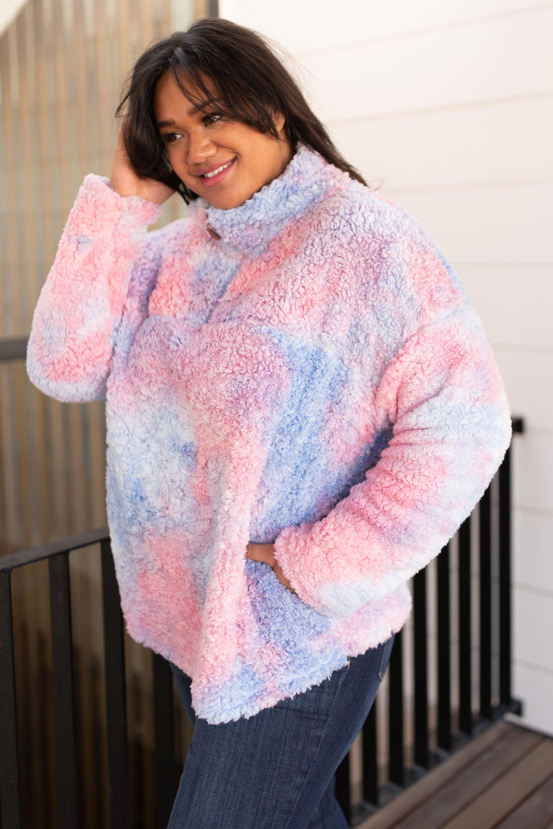 Shades and Sherpa Pullover in Cotton Candy