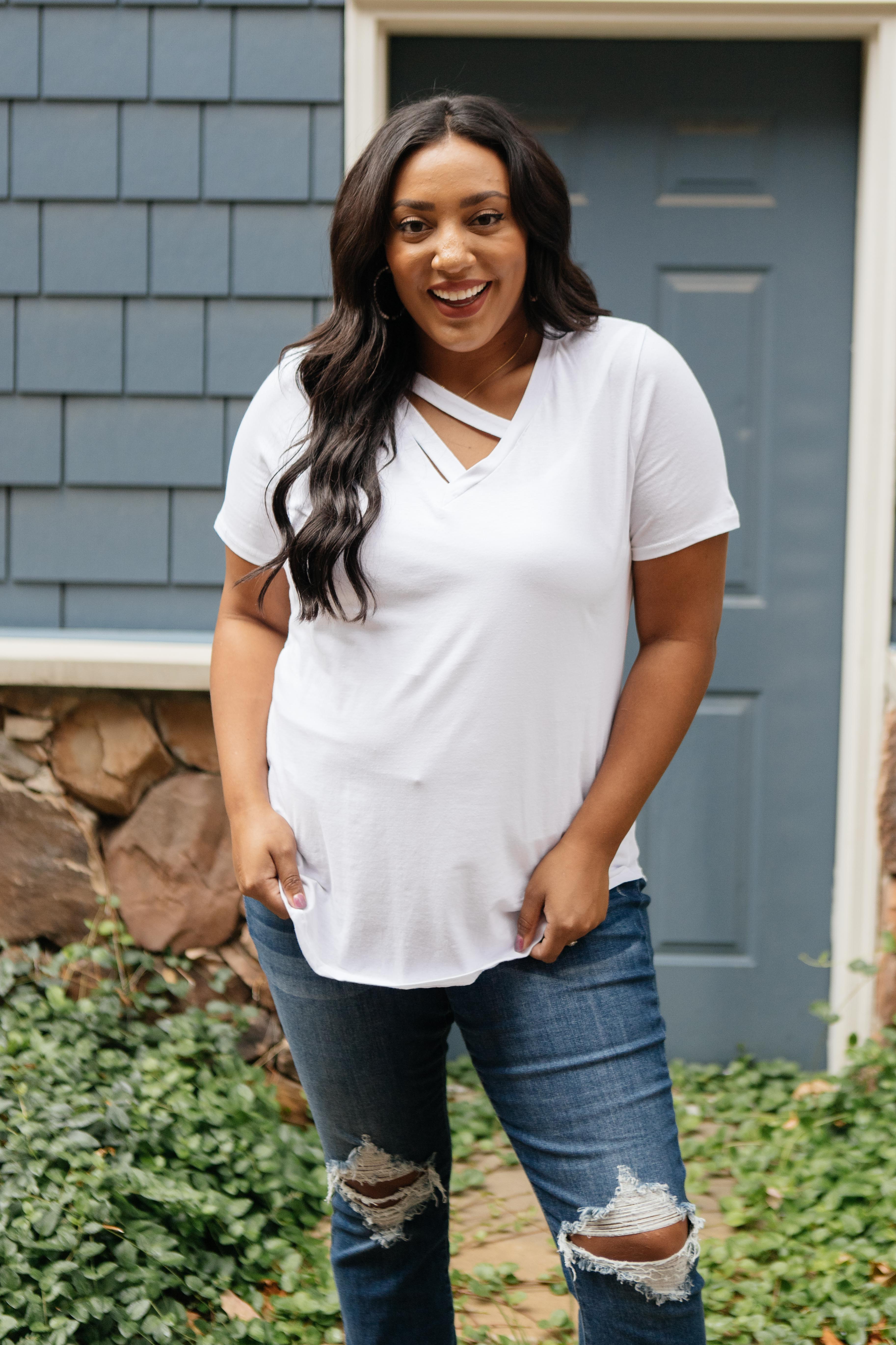 Side Strap Tee in White