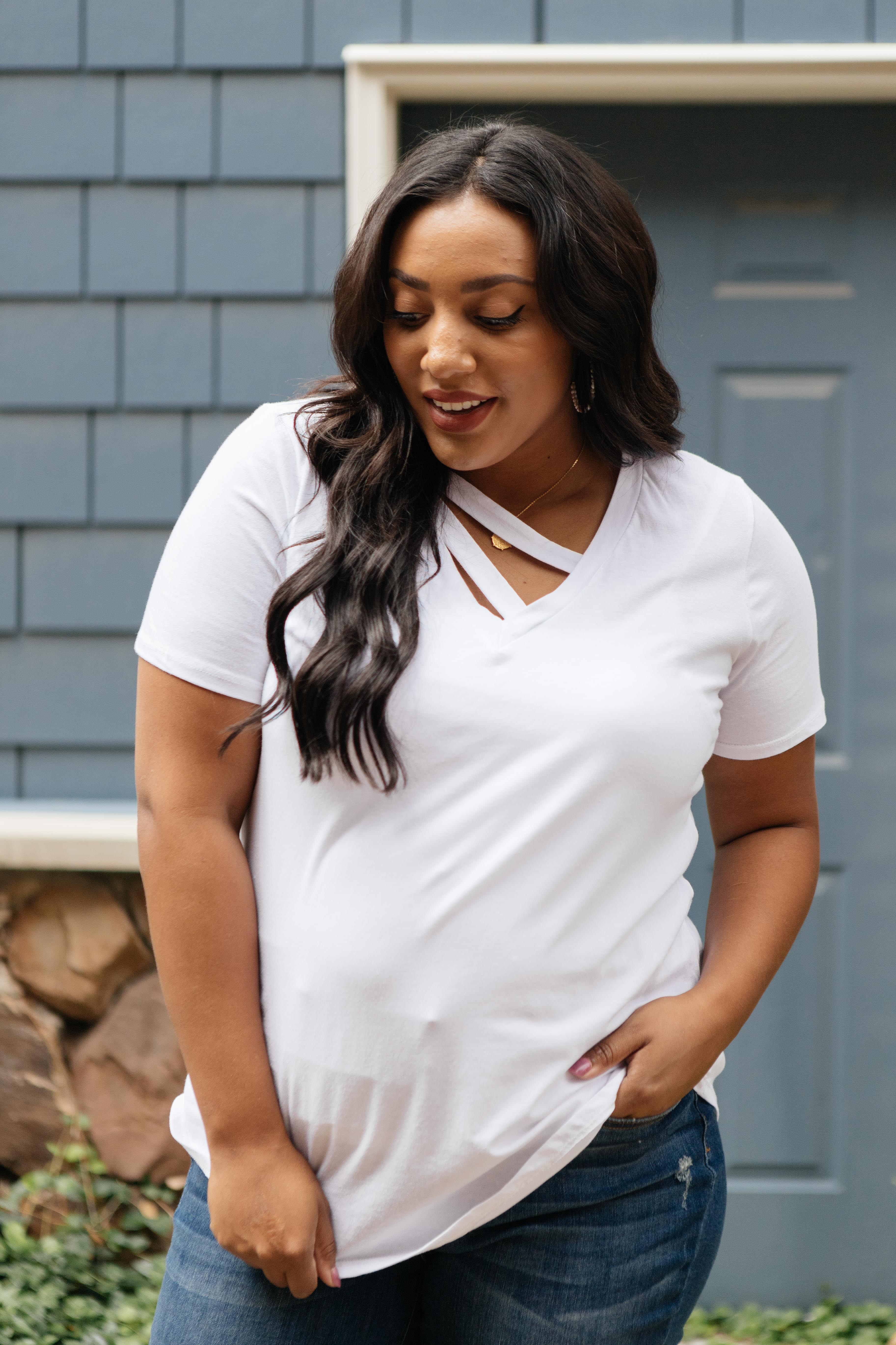 Side Strap Tee in White