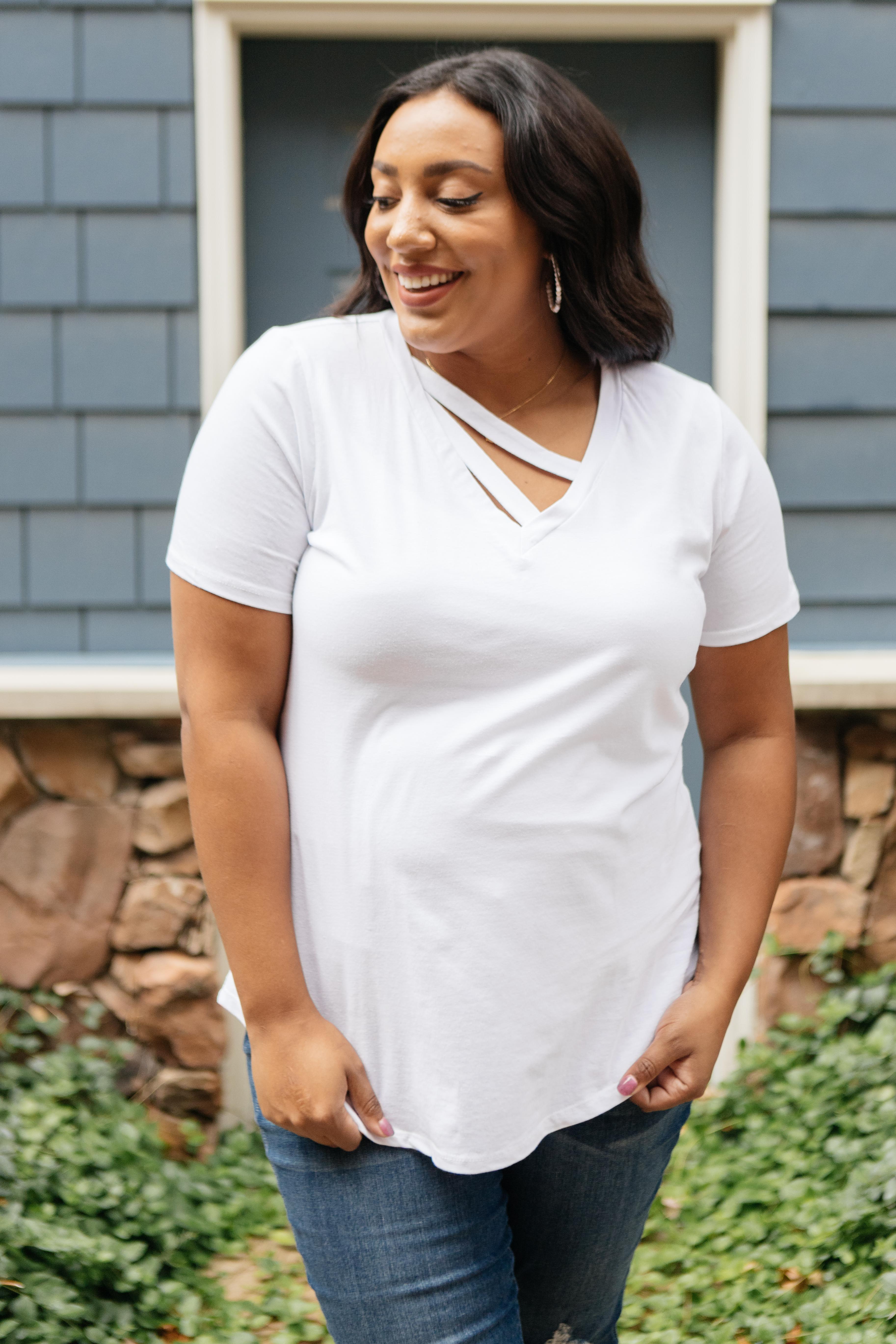 Side Strap Tee in White