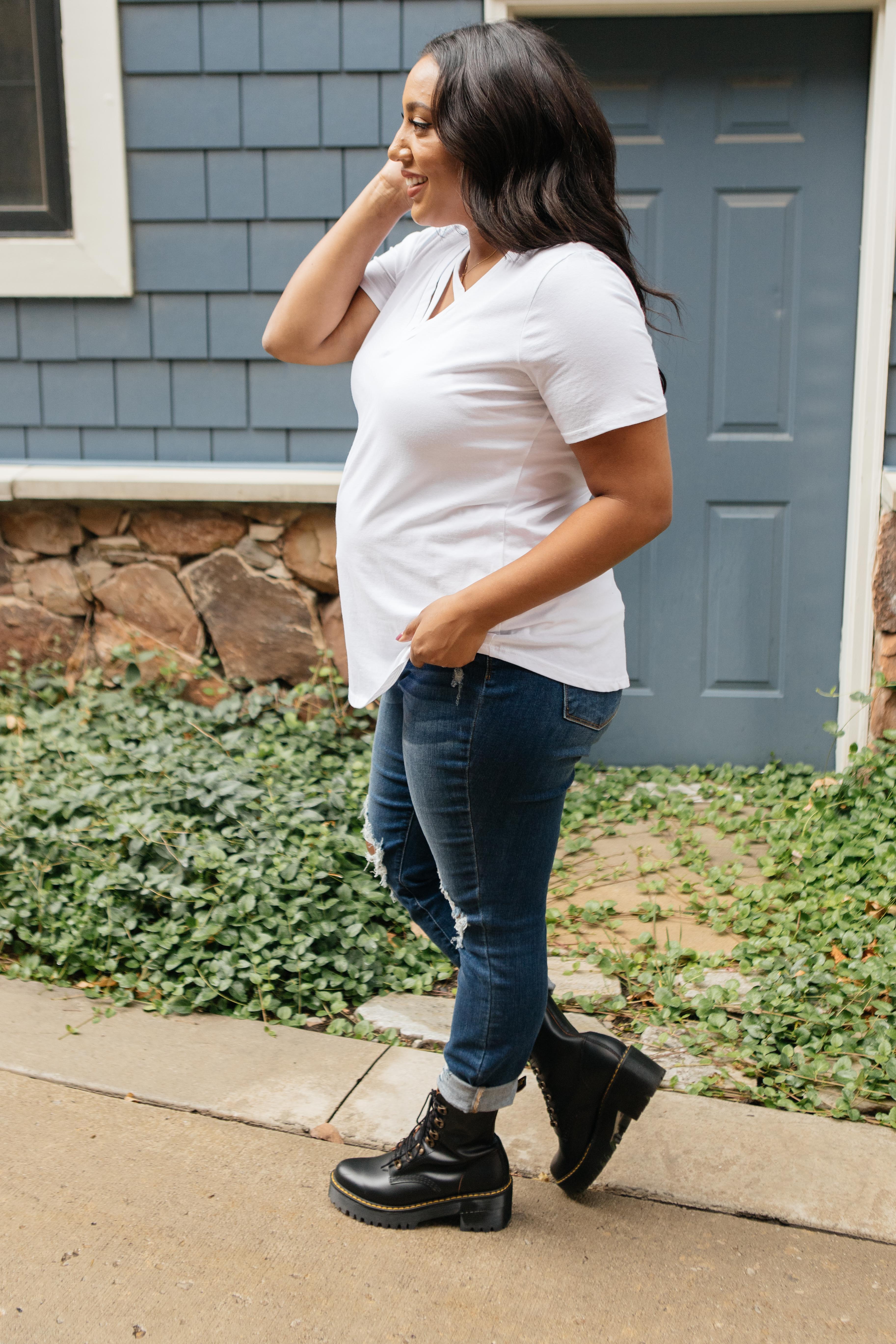 Side Strap Tee in White