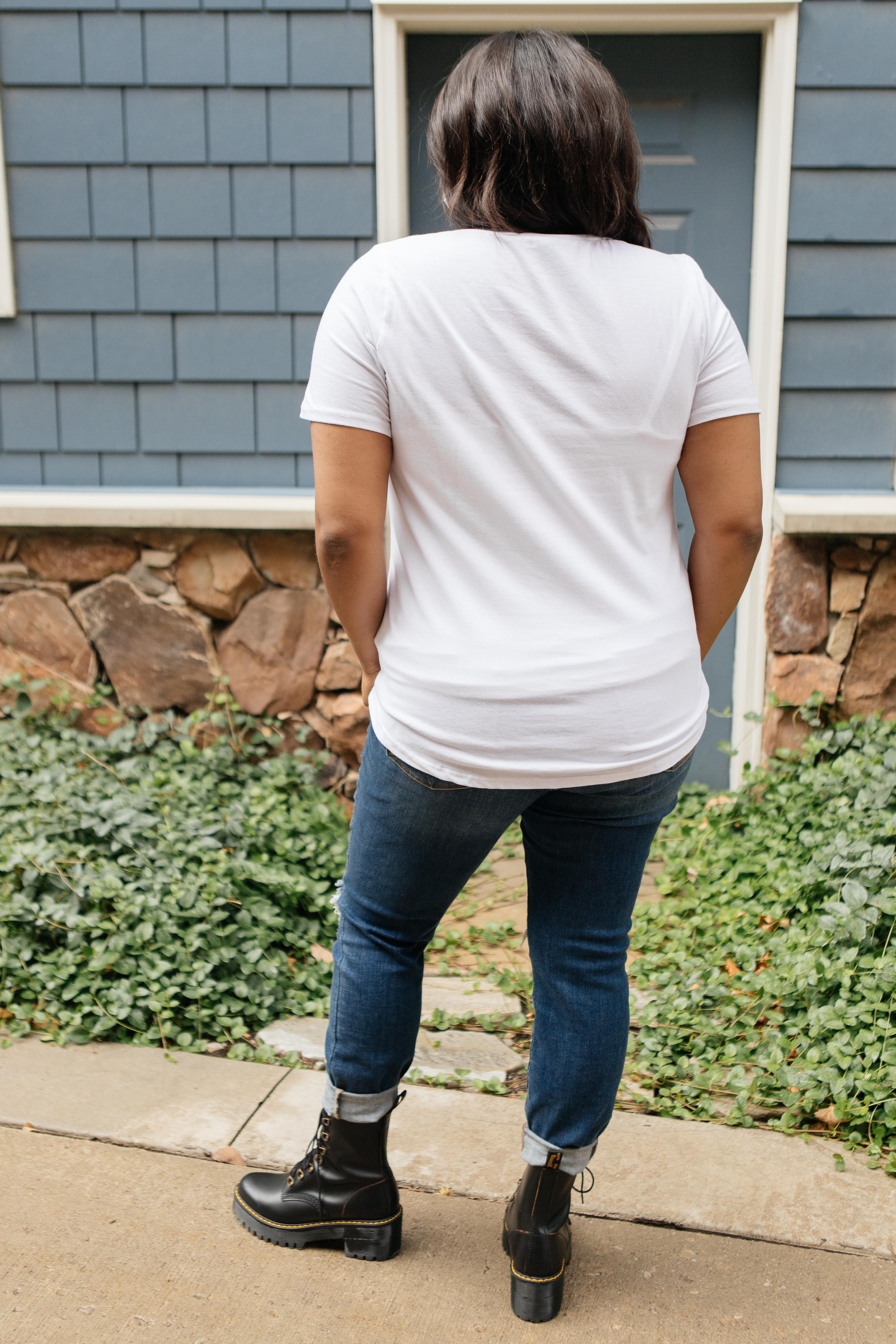 Side Strap Tee in White