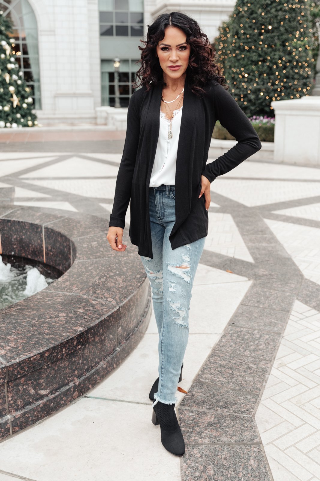 Sienna Sweater Knit Cardigan in Black