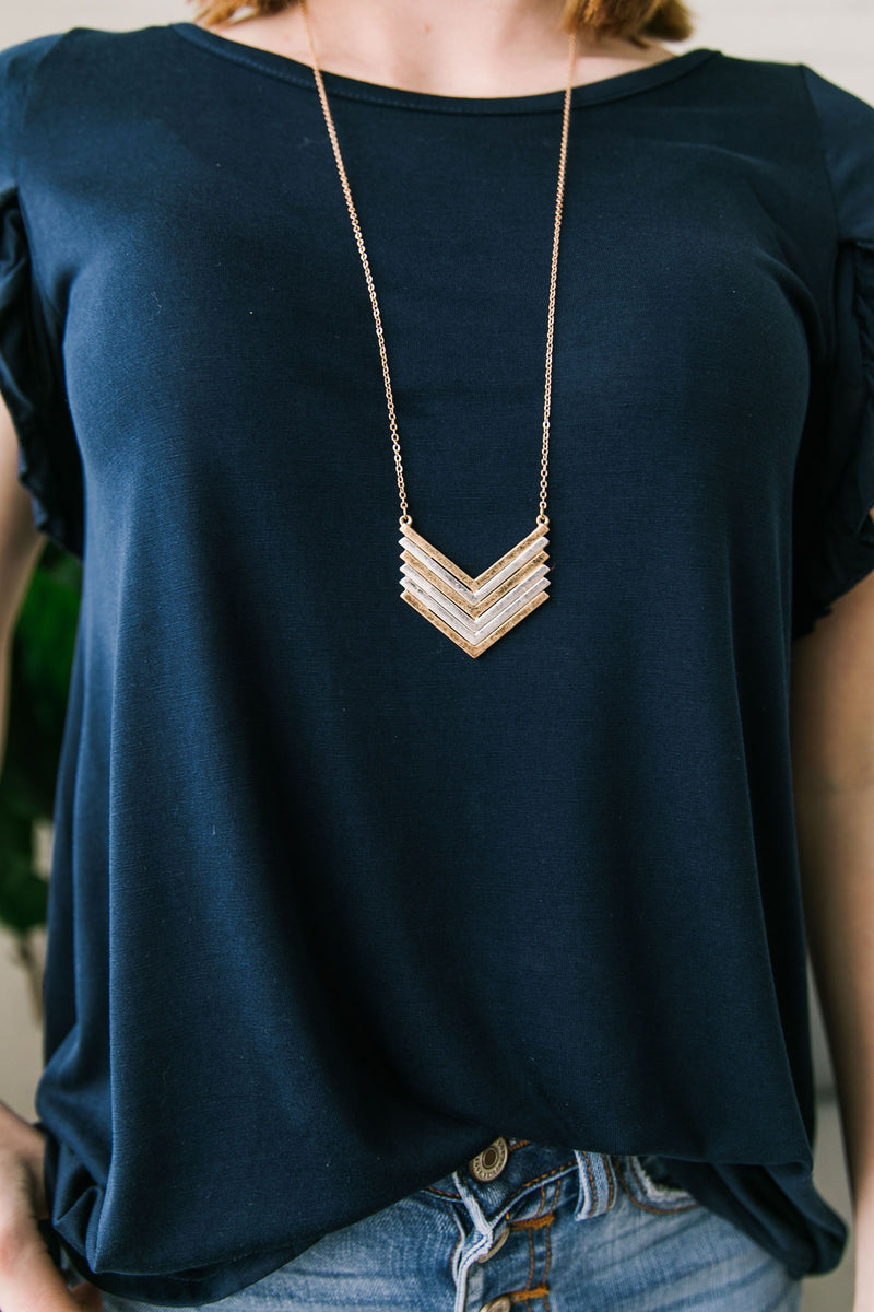 Silver And Gold Chevron Necklace