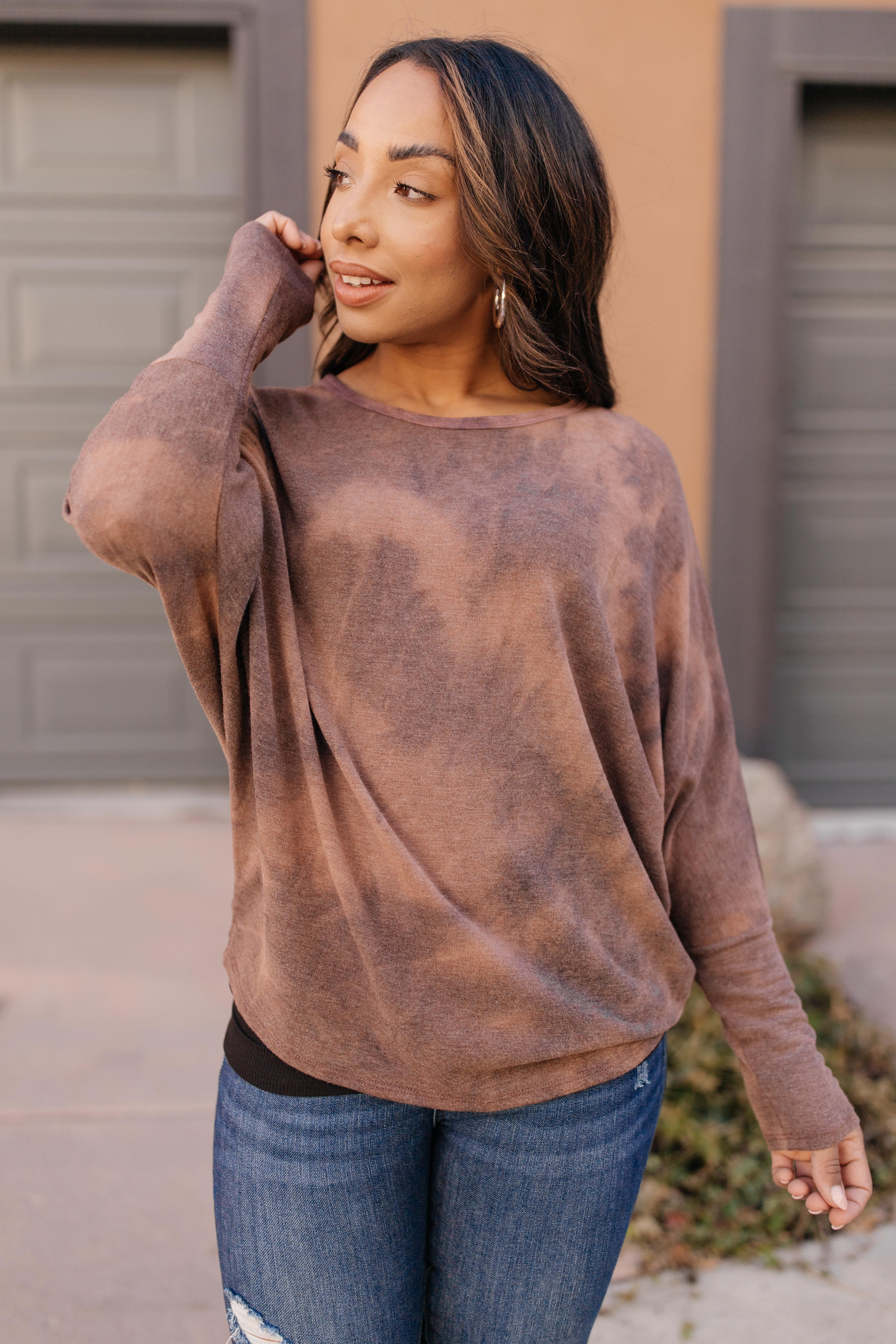 Slouchy Sleeve Top in Mocha