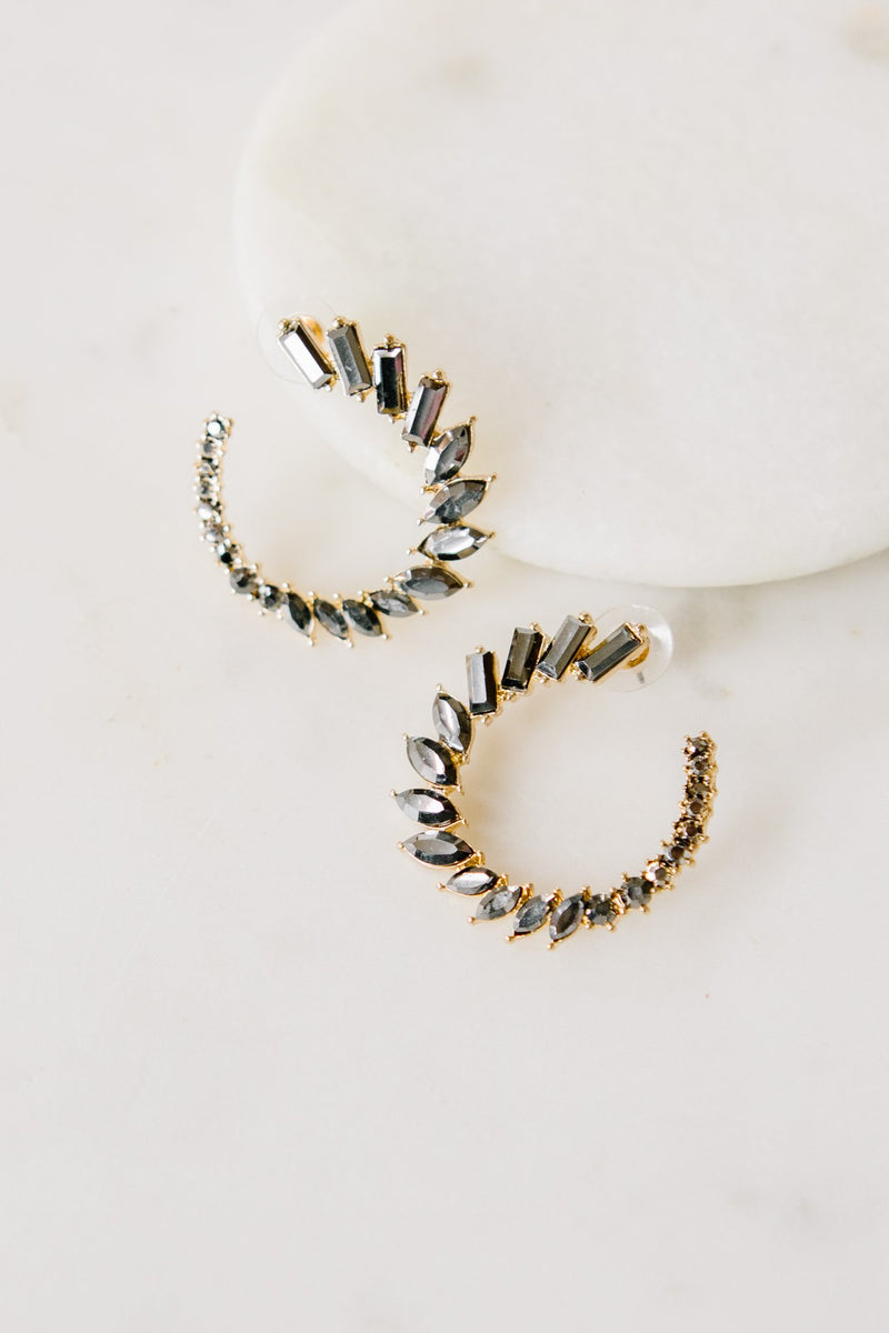 Smoky Crystal Statement Hoops