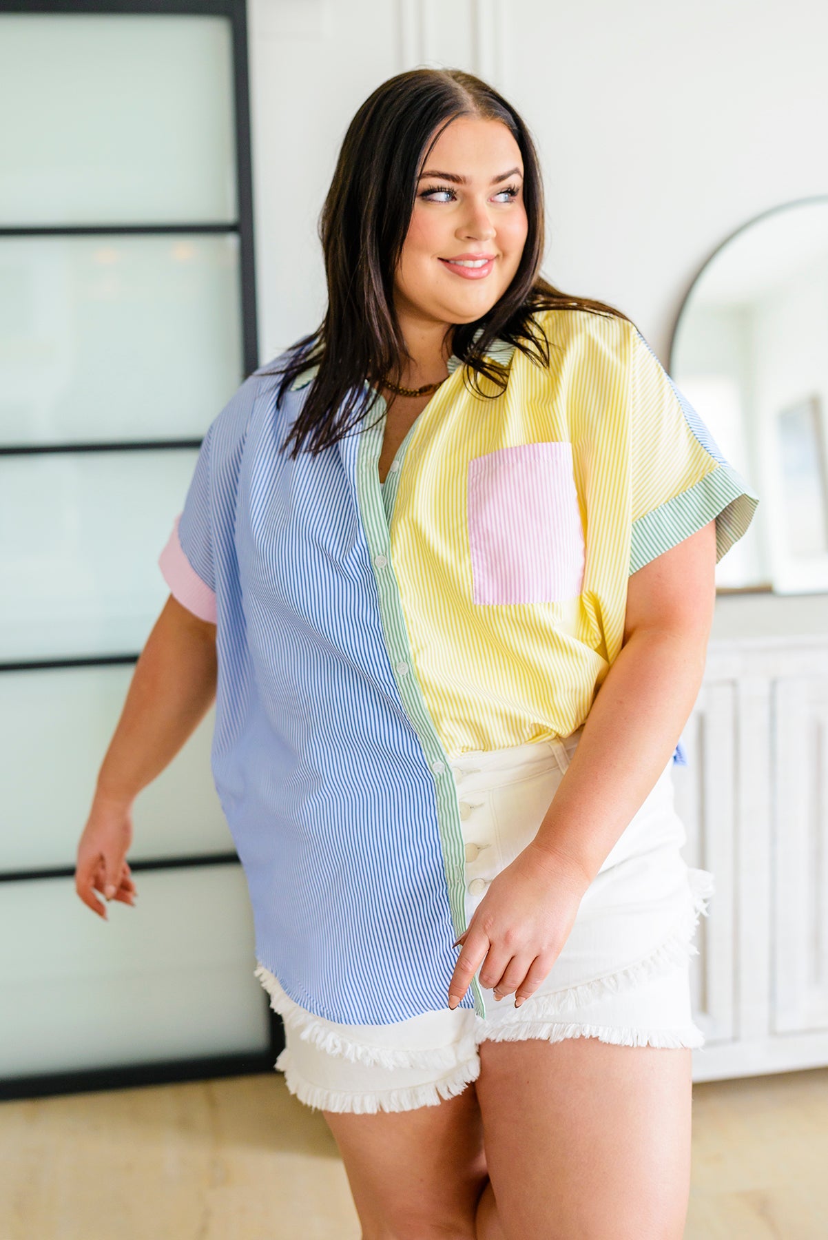 Soft in Stripes Color Block Blouse