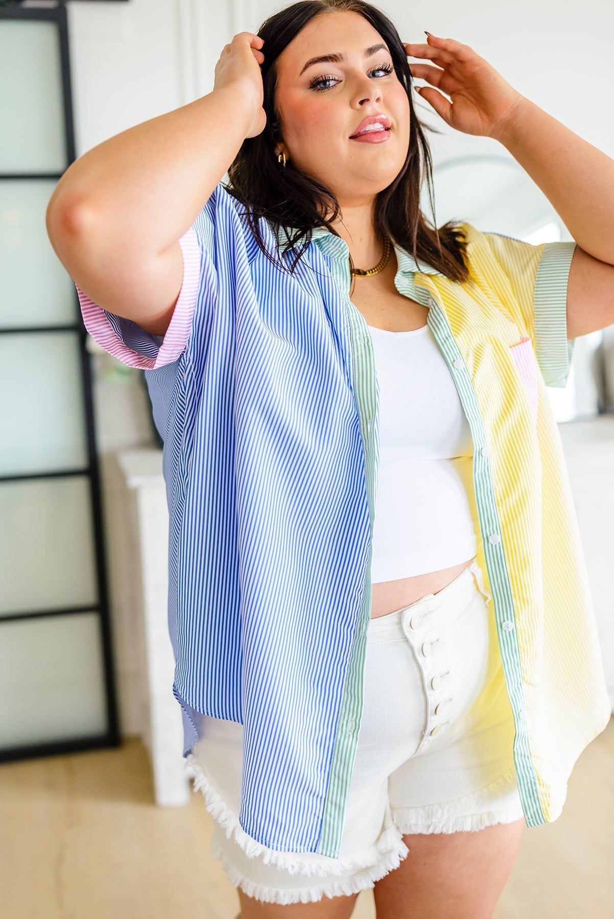 Soft in Stripes Color Block Blouse