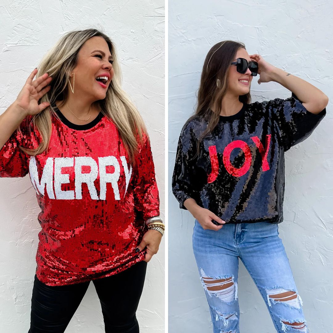 PREORDER: Holiday Chic Sequin Top in Two Colors