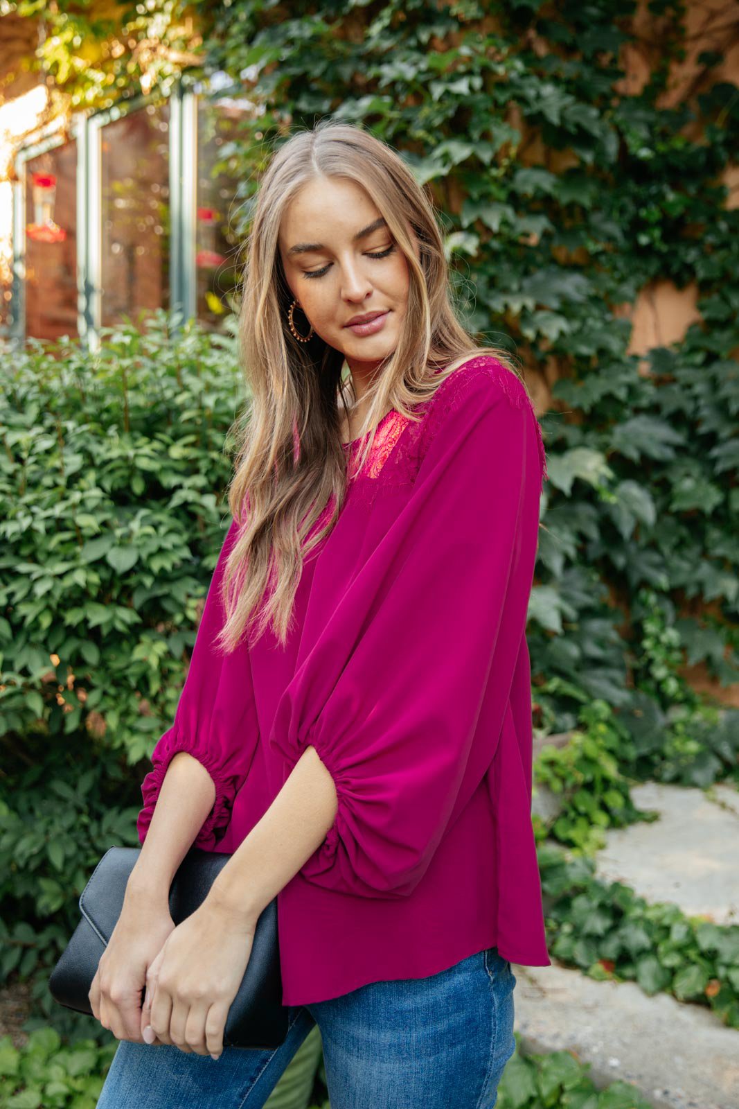 Straight Laced Blouse In Berry