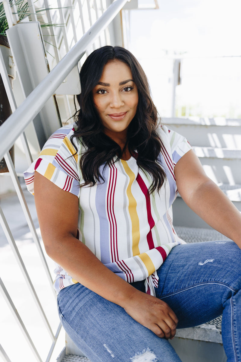 Striped Simplicity Tie-Front Top