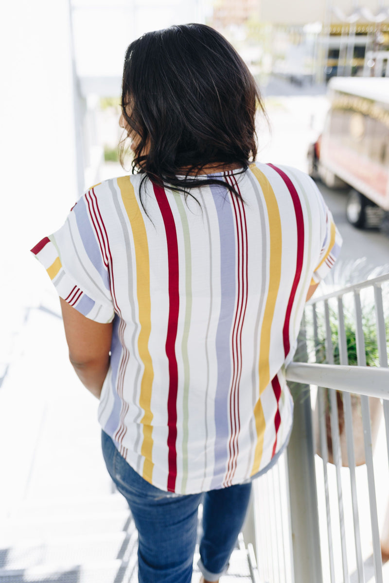 Striped Simplicity Tie-Front Top