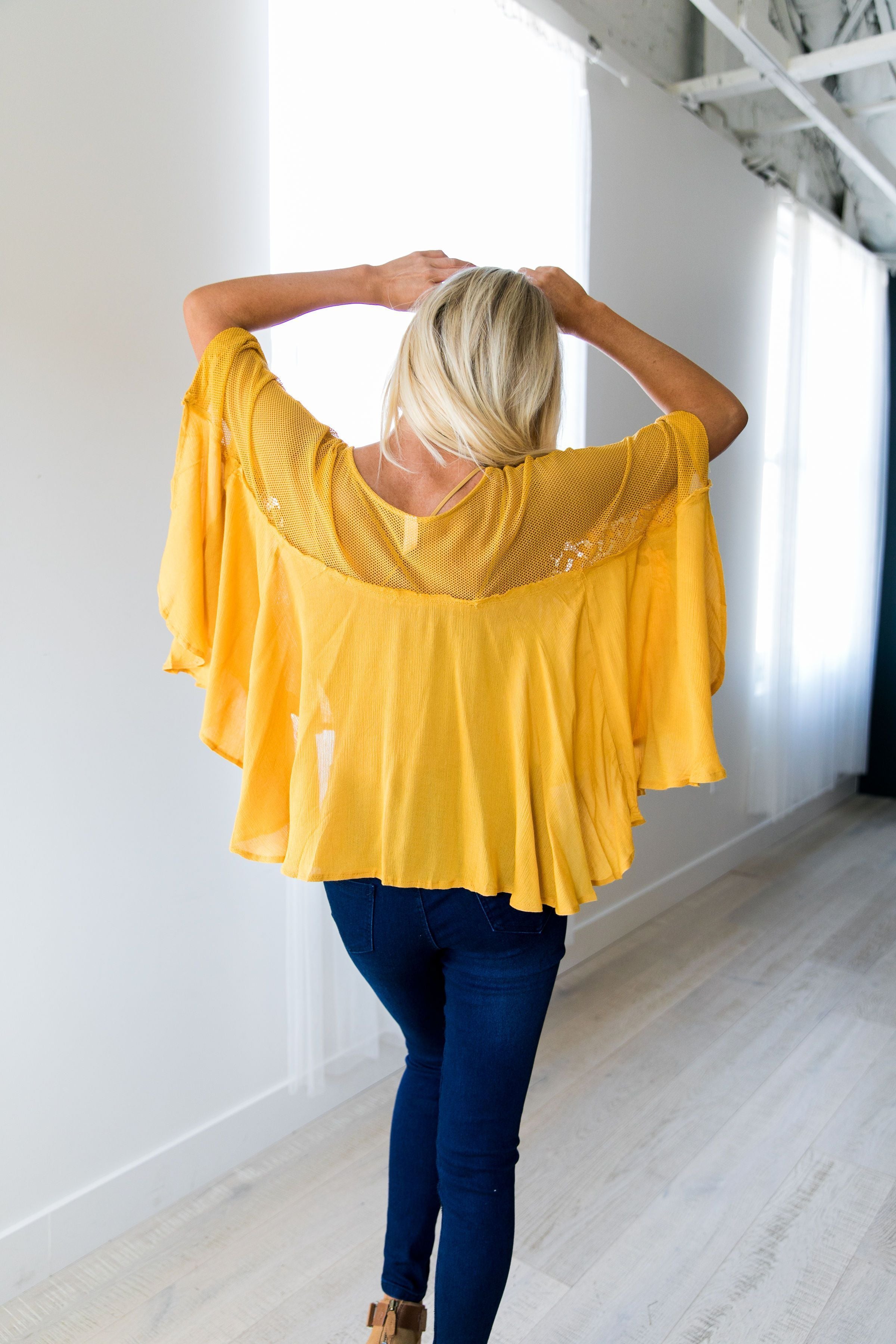 Sweet As Honey Mesh + Lace Blouse - ALL SALES FINAL