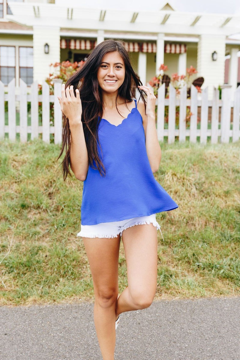 Sweet Scalloped Cami In Royal Blue