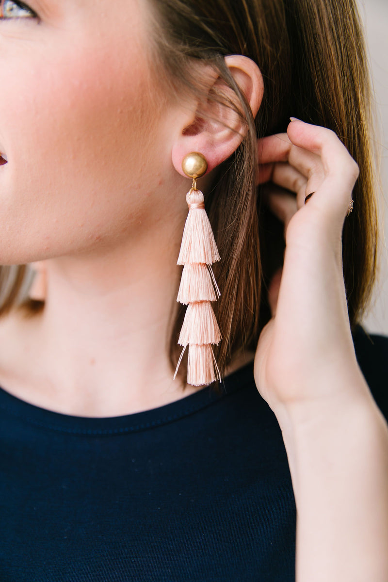 Just Peachy Tassel Earrings