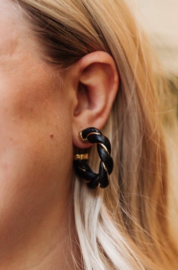 Twist N' Shout Leather Hoops