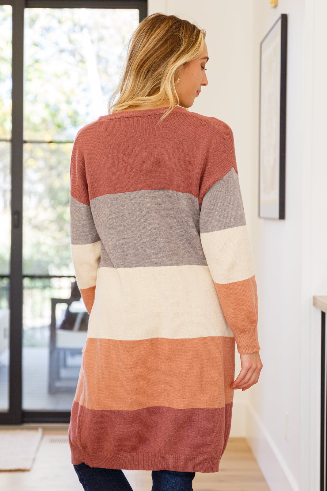 Warmest Soul Color Blocked Midi Length Cardi