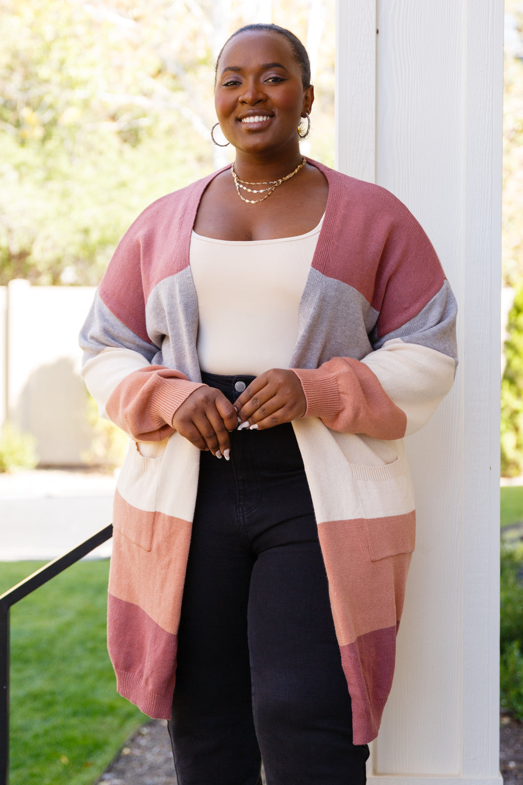 Warmest Soul Color Blocked Midi Length Cardi