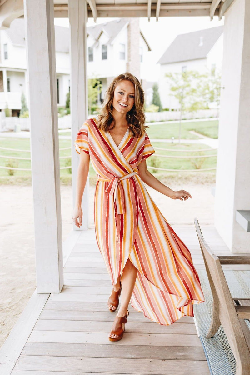 Watercolor Sunset Striped Dress