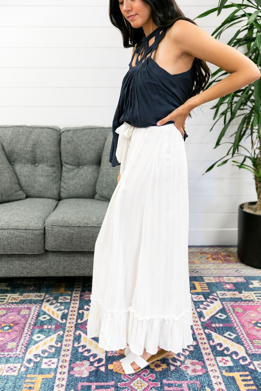 White Ruffled Maxi Skirt
