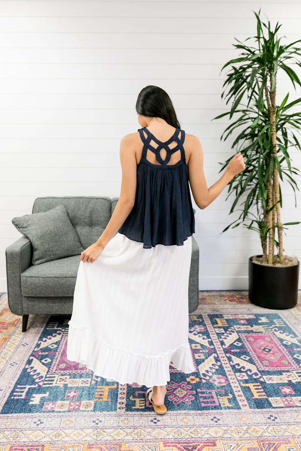 White Ruffled Maxi Skirt