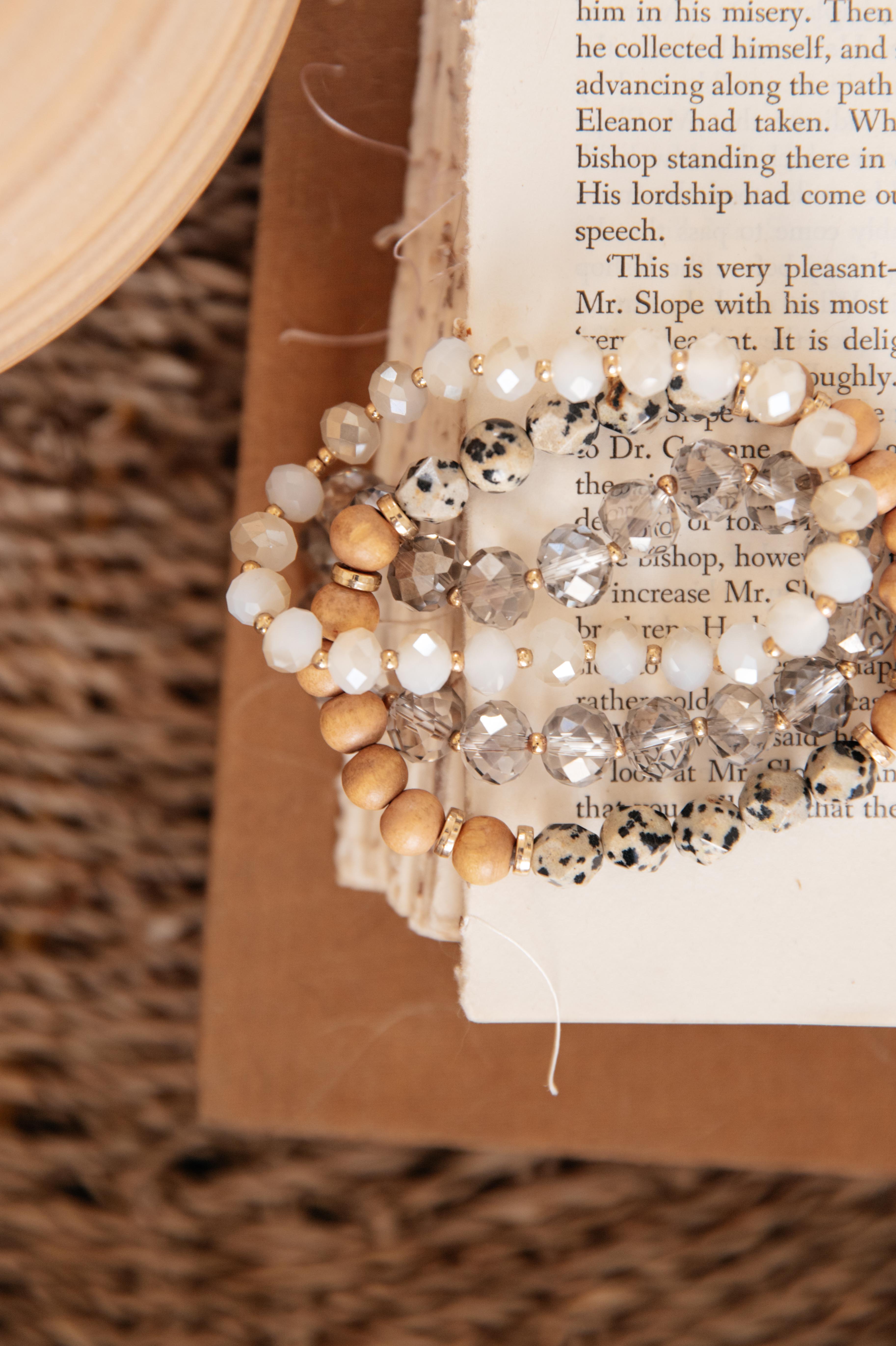 Wood Glass Beaded Bracelet Set