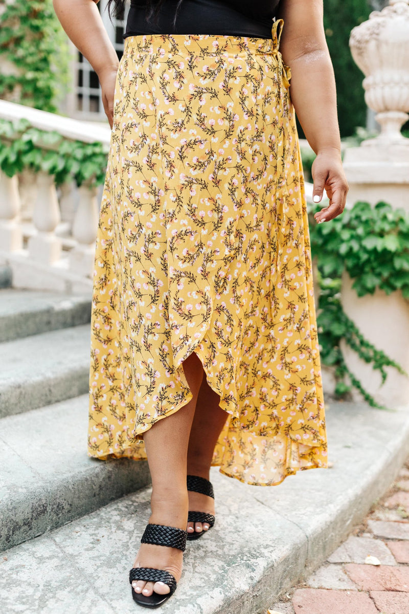 Wrapped In Florals Midi Skirt