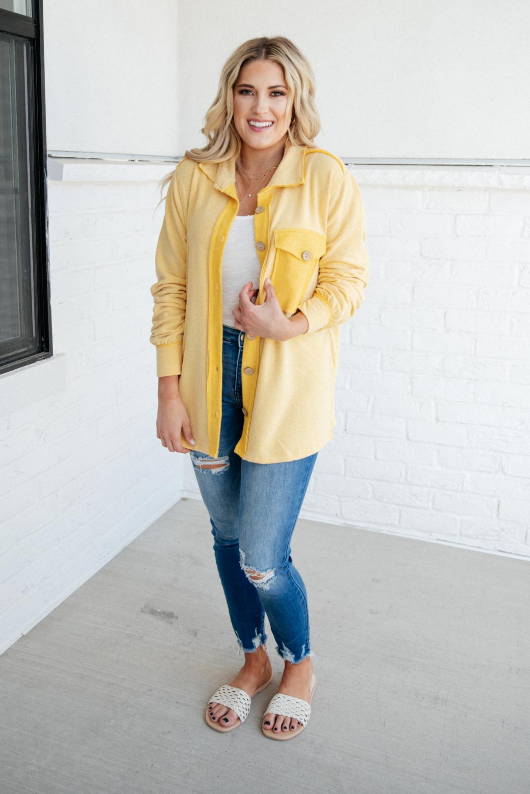 Borrowed From My Boyfriend Jacket in Yellow- 8/5/2021