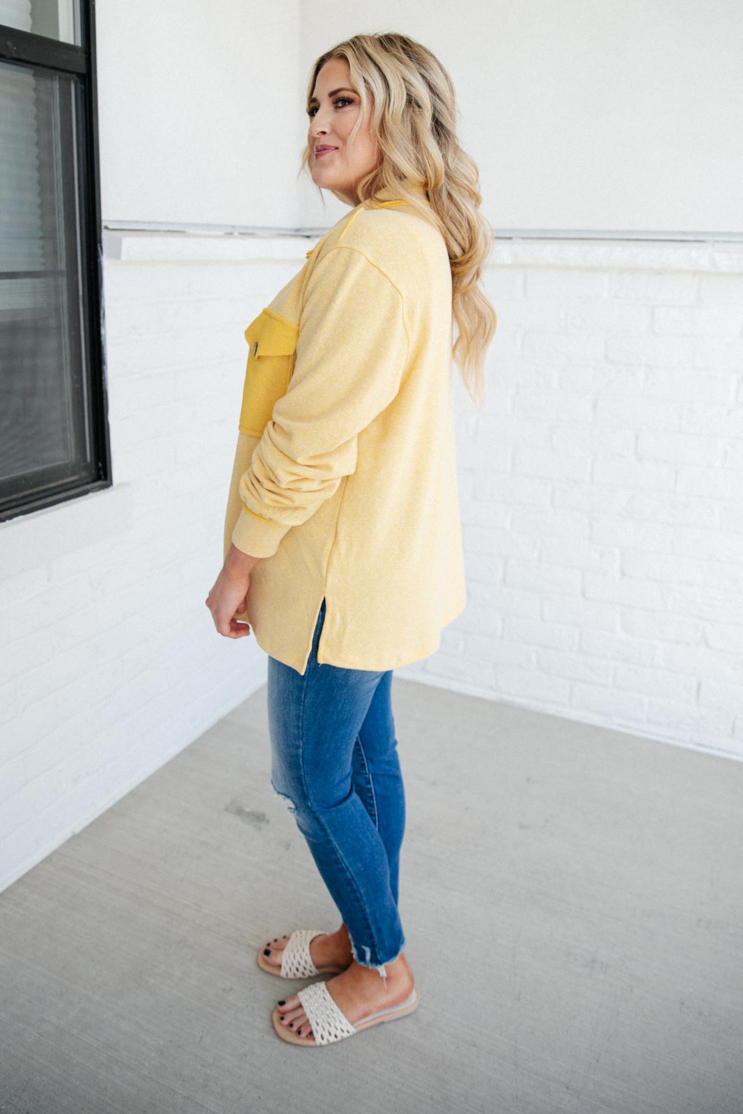 Borrowed From My Boyfriend Jacket in Yellow- 8/5/2021