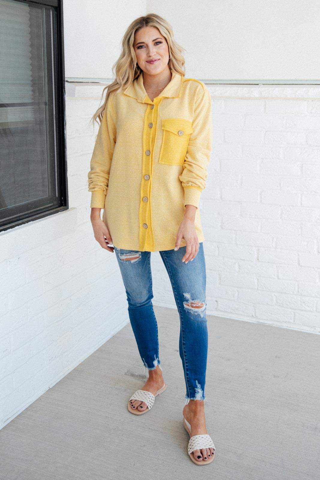 Borrowed From My Boyfriend Jacket in Yellow- 8/5/2021
