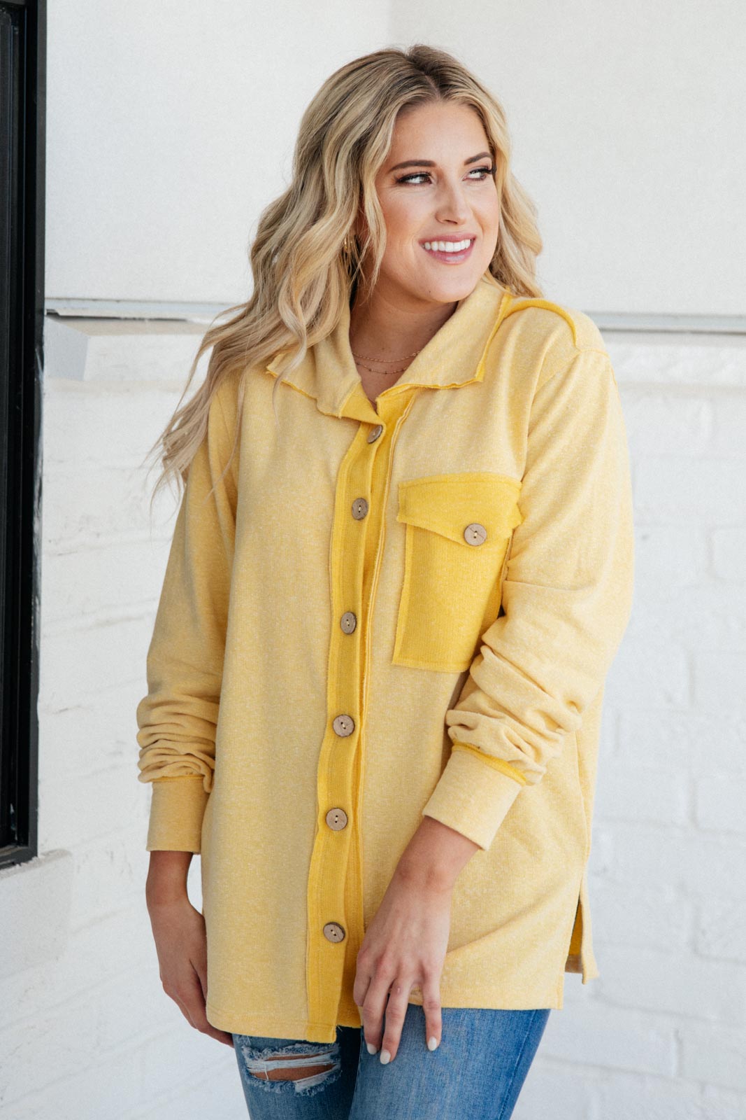 Borrowed From My Boyfriend Jacket in Yellow- 8/5/2021