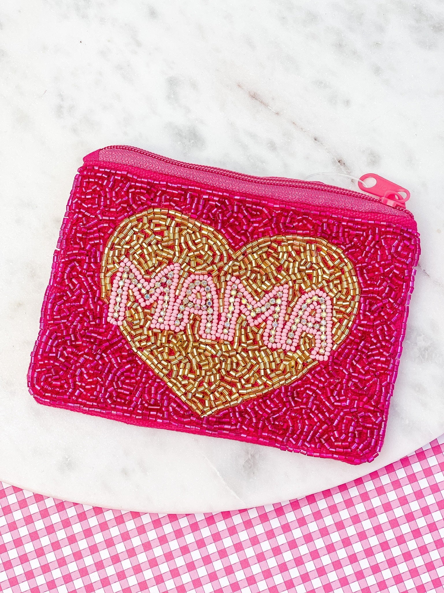 PREORDER: Mama Beaded Zip Pouch