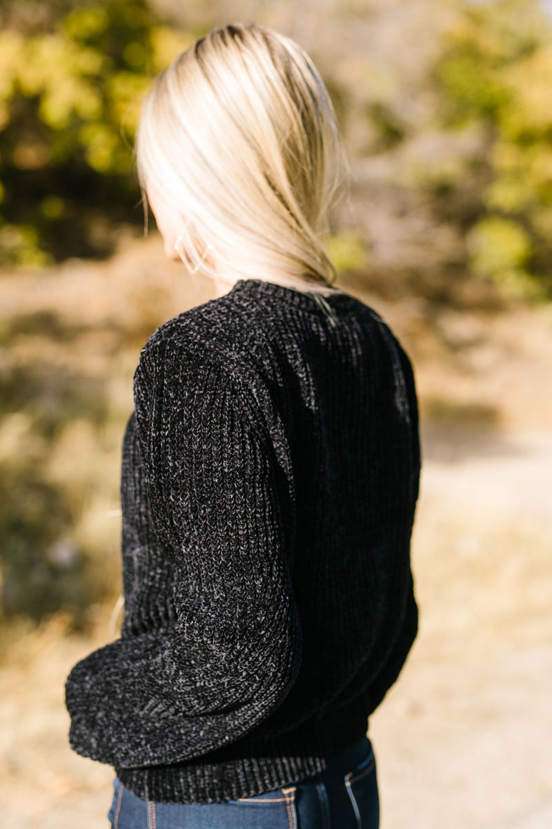 A Soft Chenille Sweater Turneth Away Wrath In Black - ALL SALES FINAL