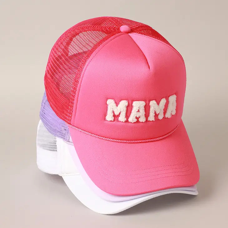 PREORDER: Mama Chenille Letter Patch Trucker Hat in Three Colors