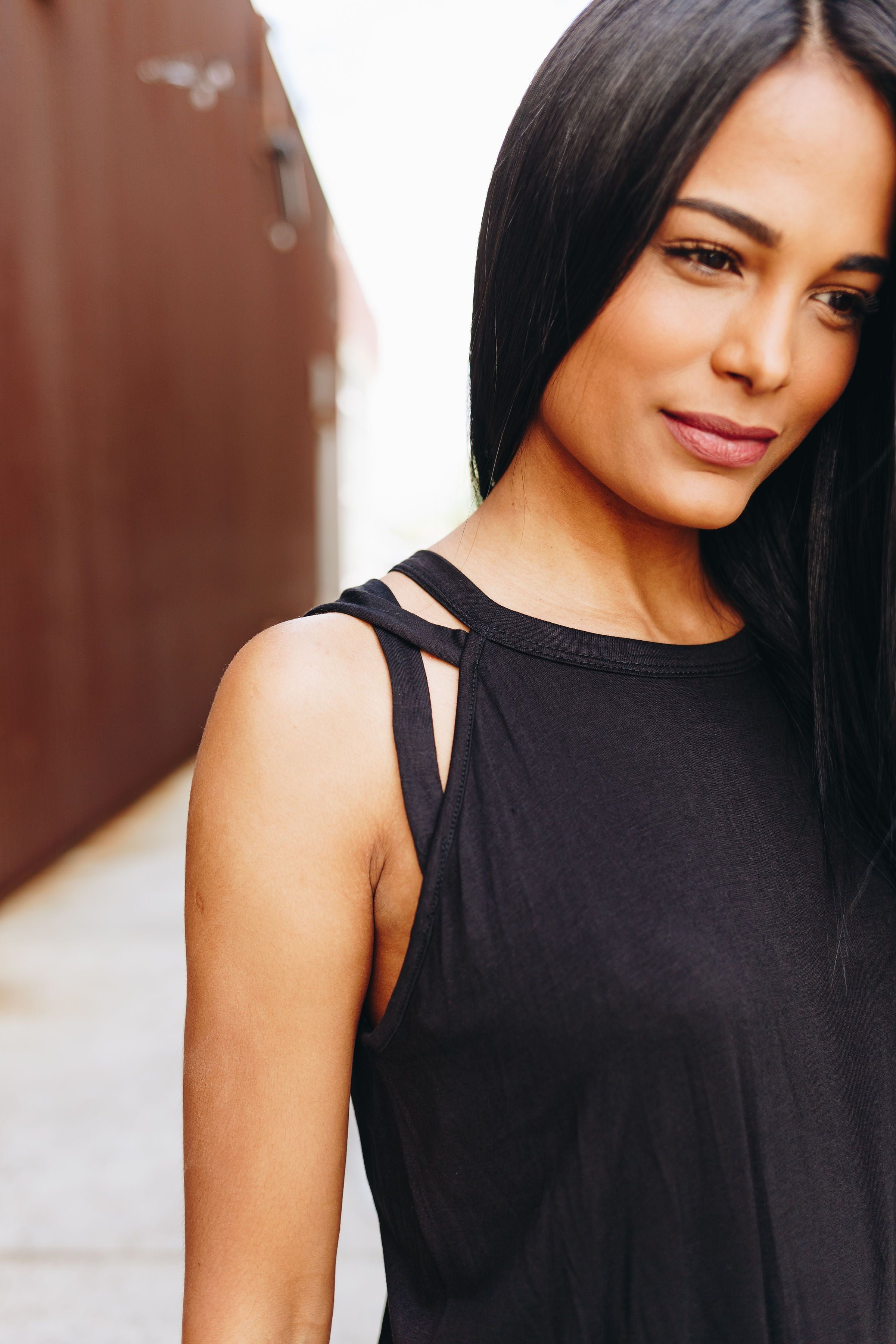 All Cut Up Sleeveless Top In Black