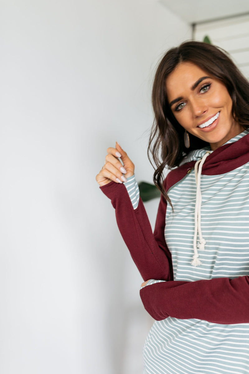 Angling For Awesome Hoodie In Sage + Bugundy