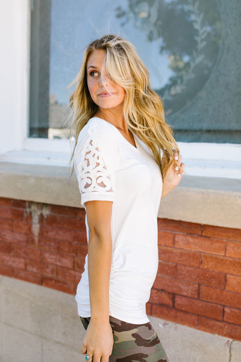 Armed With Lace Top In Ivory