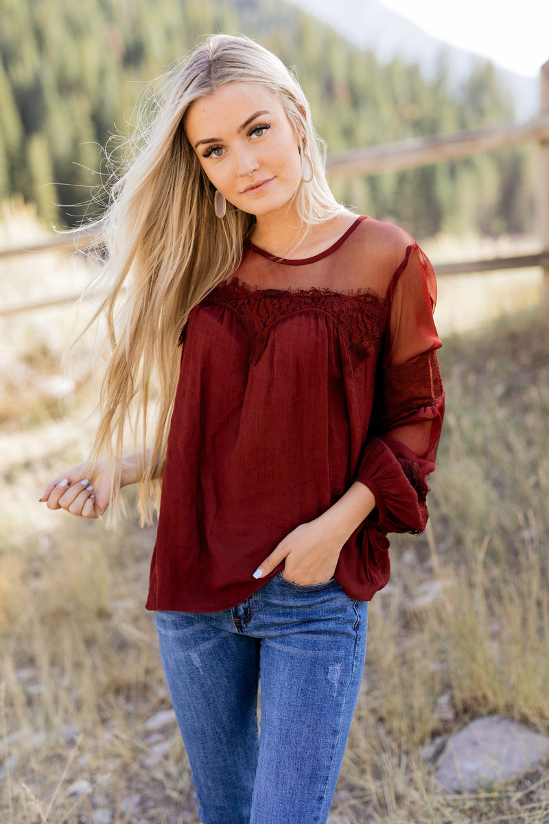 Autumn Affairs Of The Heart Top In Burgundy