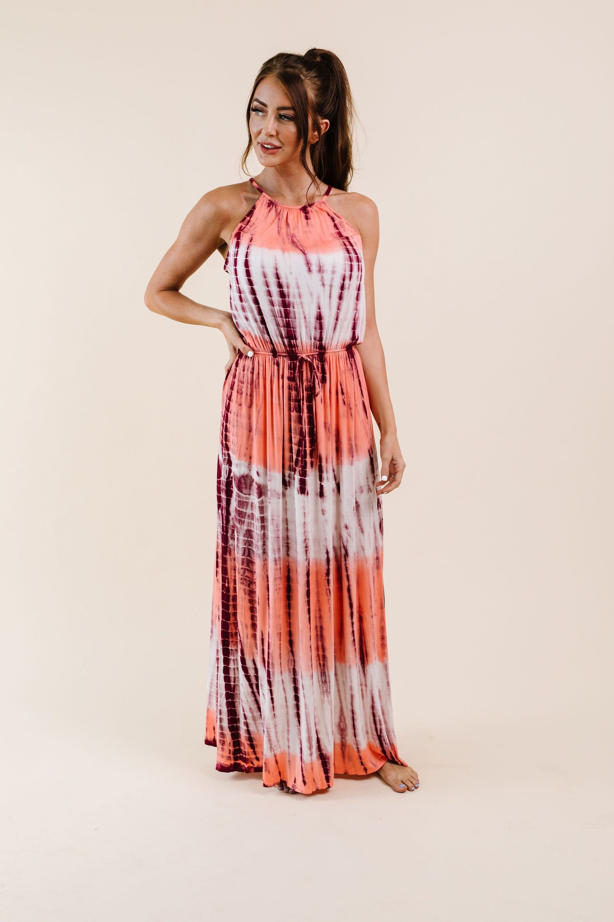 Bamboo Coral Halter Dress