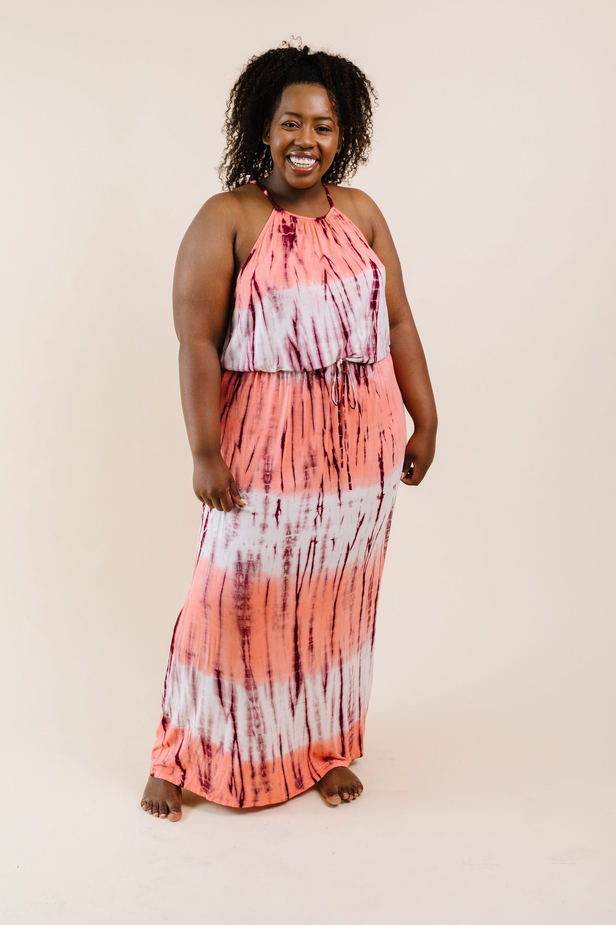 Bamboo Coral Halter Dress
