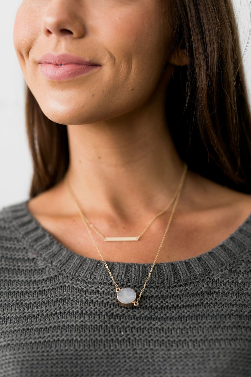 Bar None Layered Druzy Necklace