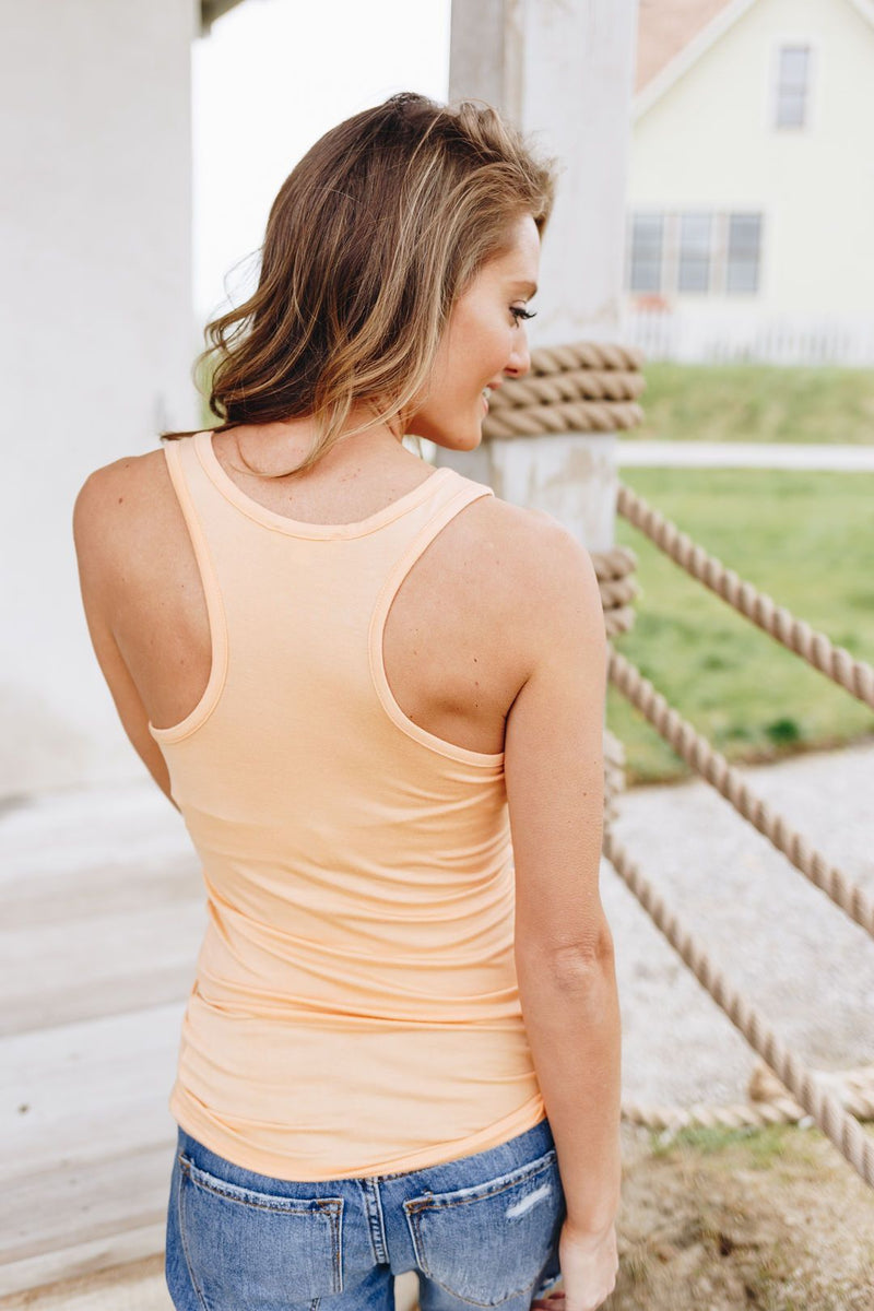 Basic Scoop Neck Tank In Creamsicle