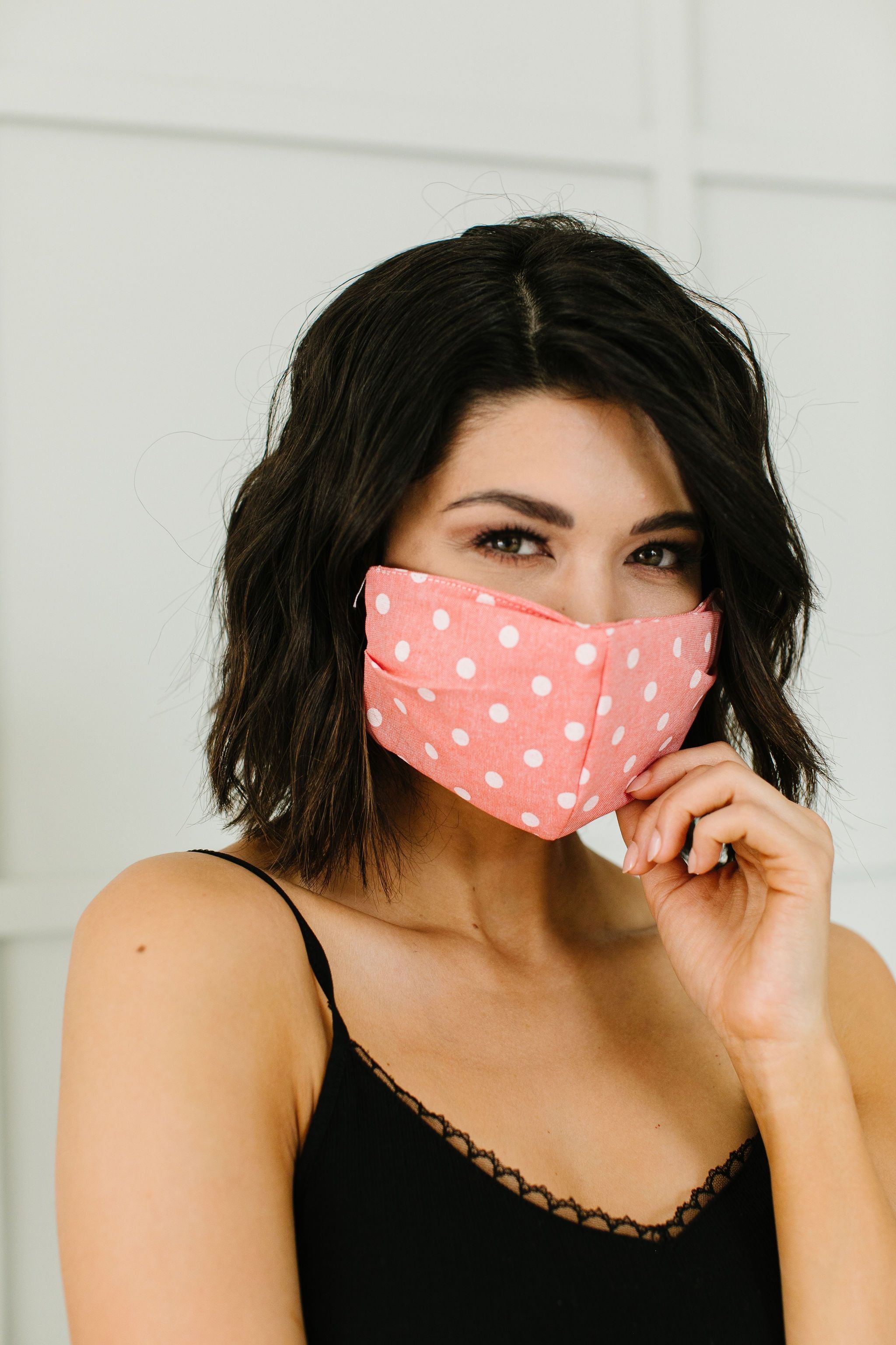 Be Seen Not Heard Mask In Coral Polka Dots With Replaceable Filter