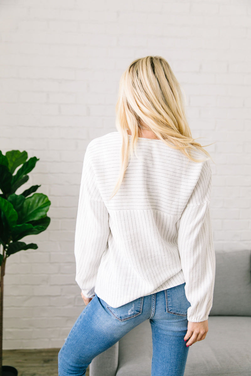 Bellevue Striped V-Neck Top - ALL SALES FINAL