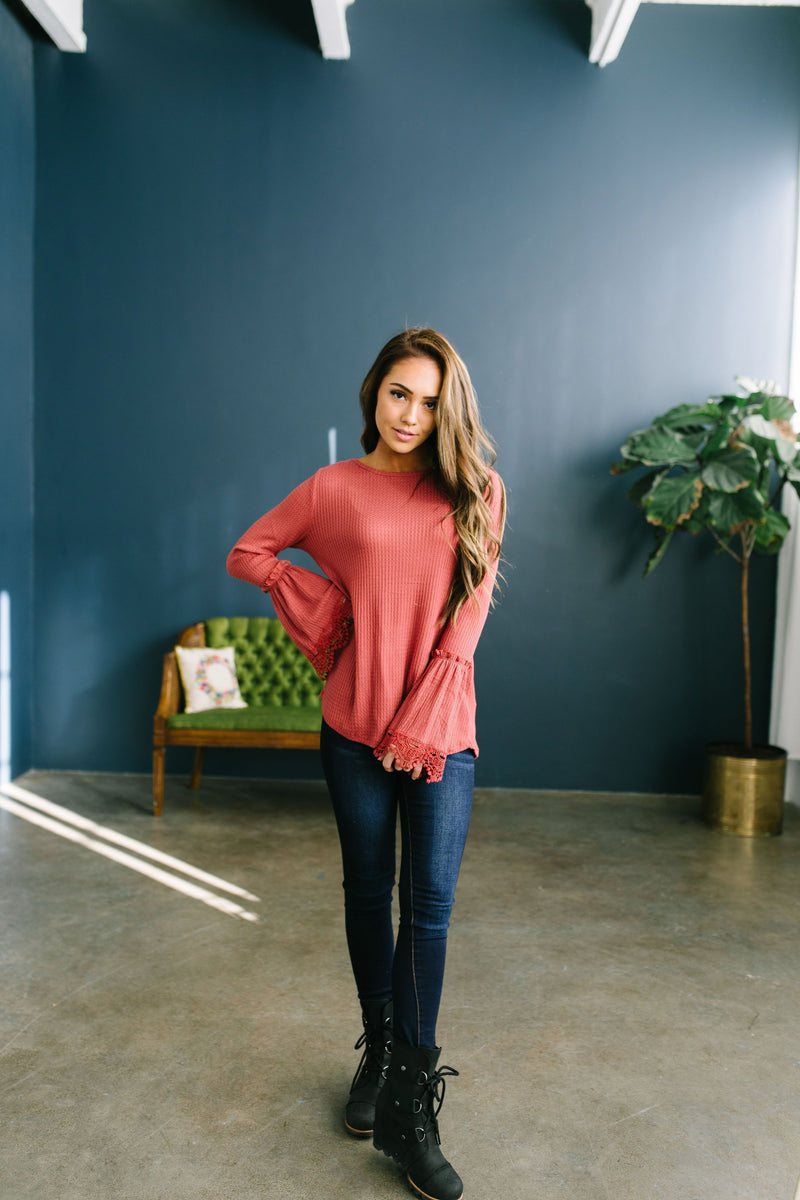 Bells And Whistles Waffle Knit Top In Sienna - ALL SALES FINAL