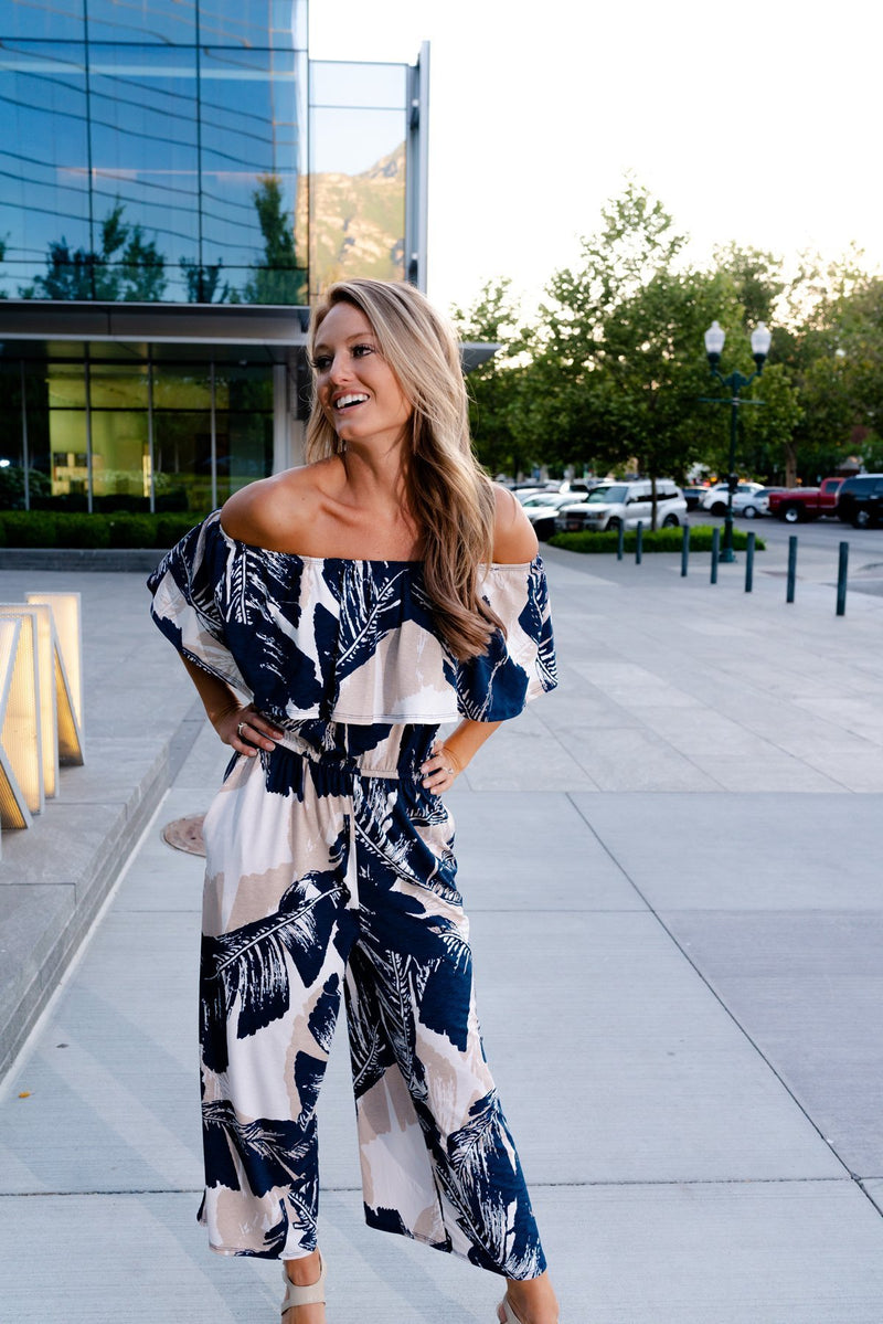 Blue Palm Jumpsuit