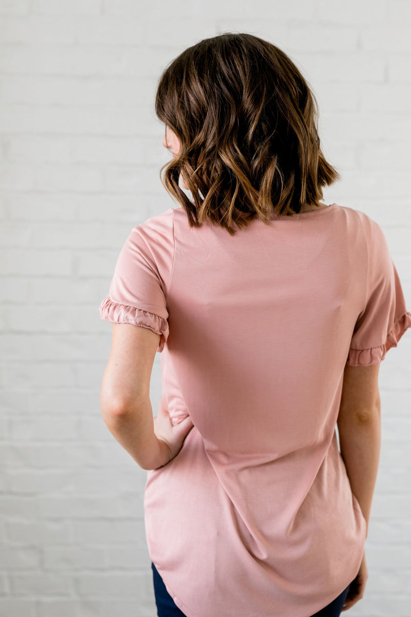 Riley Ruffled Sleeve Top In Blush