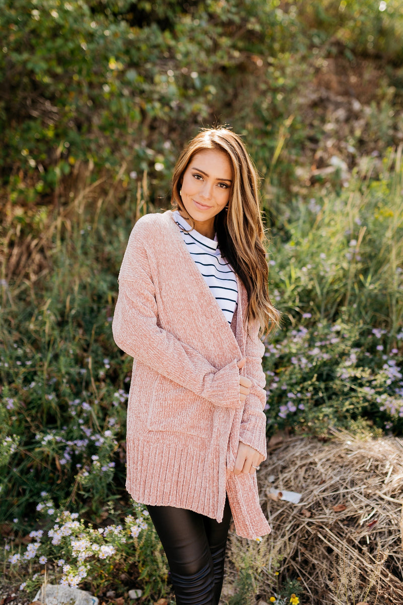 Blushing Beauty Chenille Cardigan - ALL SALES FINAL