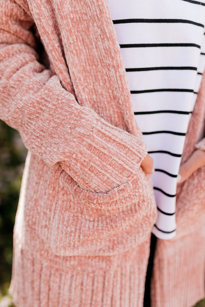 Blushing Beauty Chenille Cardigan - ALL SALES FINAL