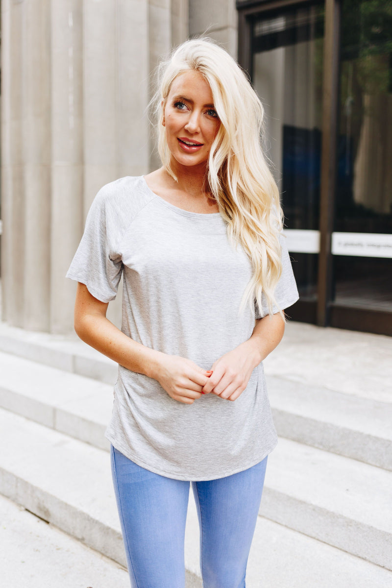Boatneck Tee In Heather Gray